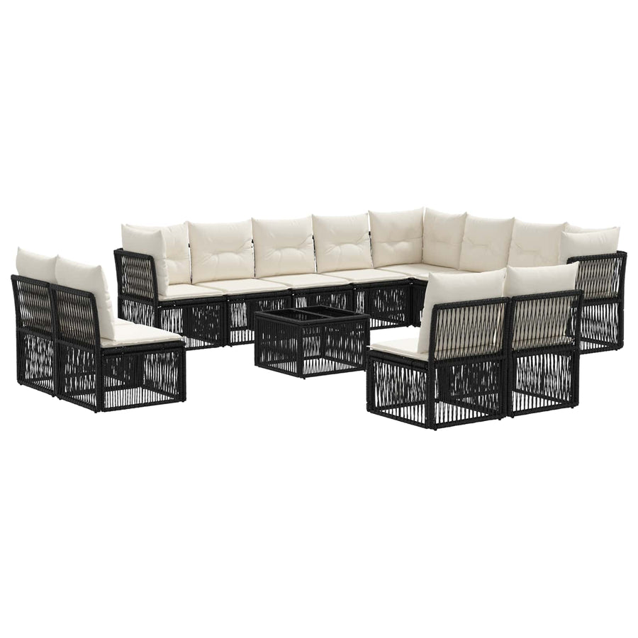 Tuinbankenset 13 pcs Zwart poly rattan