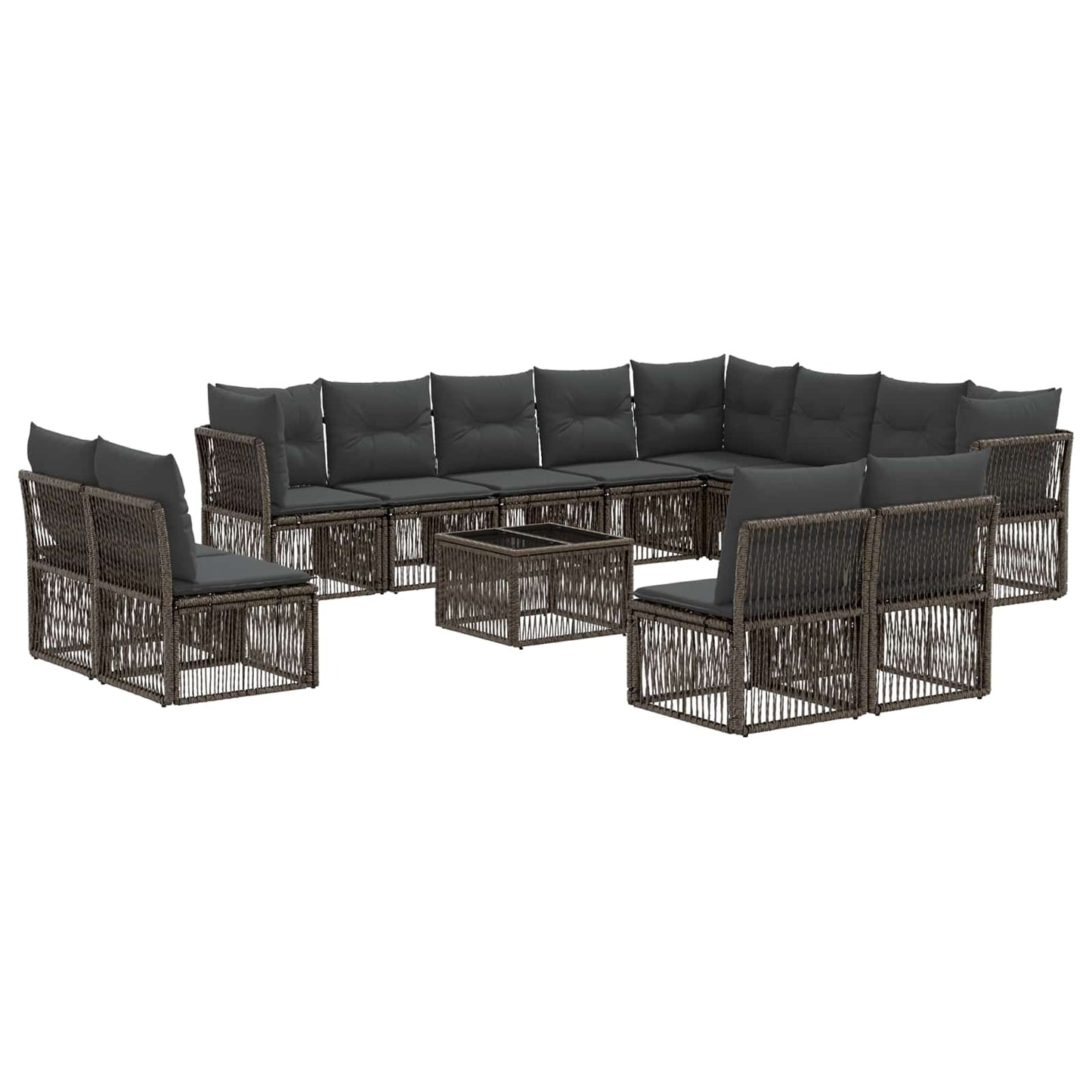 Tuinbankenset 13 pcs Grijs poly rattan