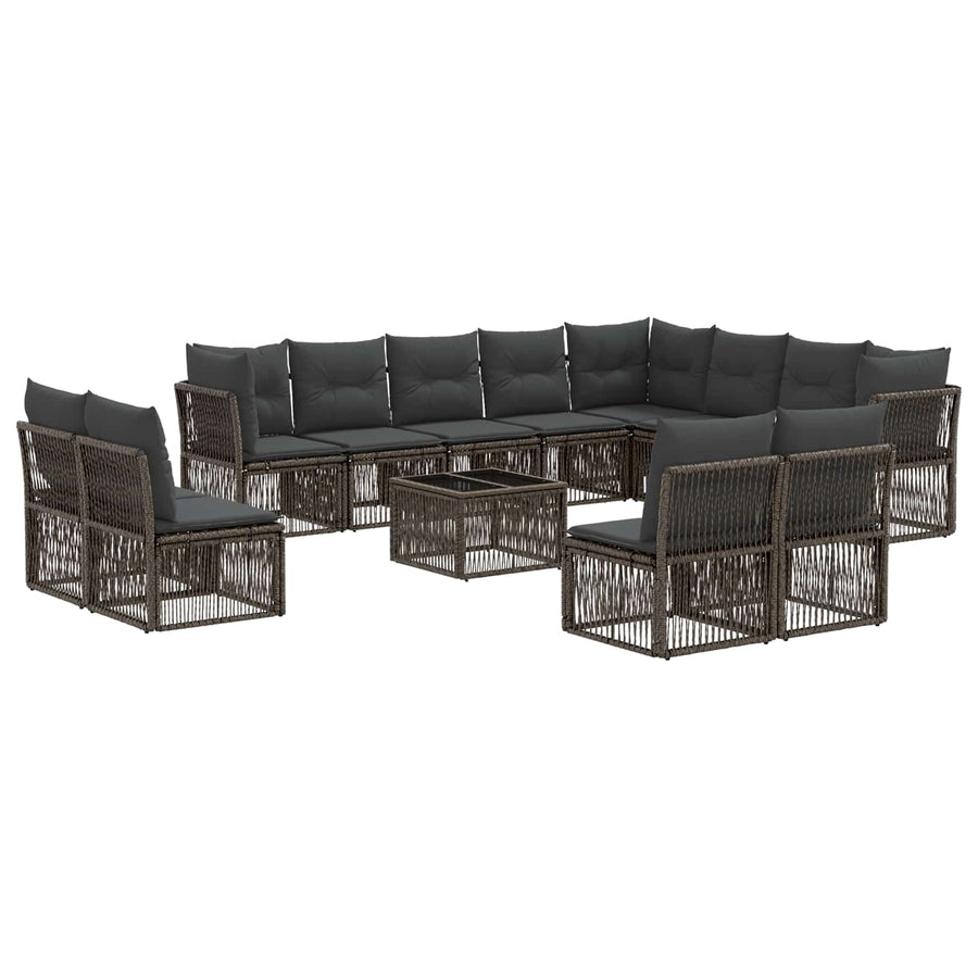 Tuinbankenset 13 pcs Grijs poly rattan