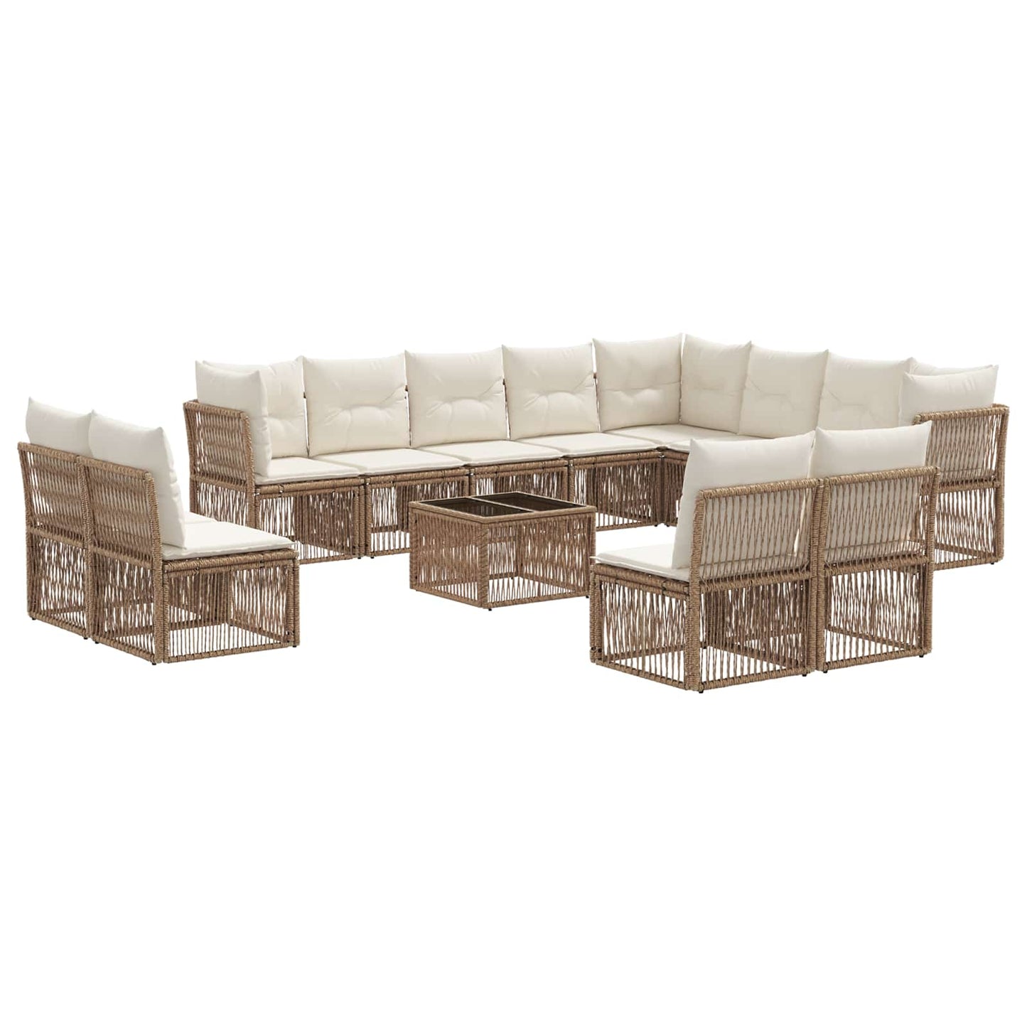 Tuinbankenset 13 pcs Beige poly rattan