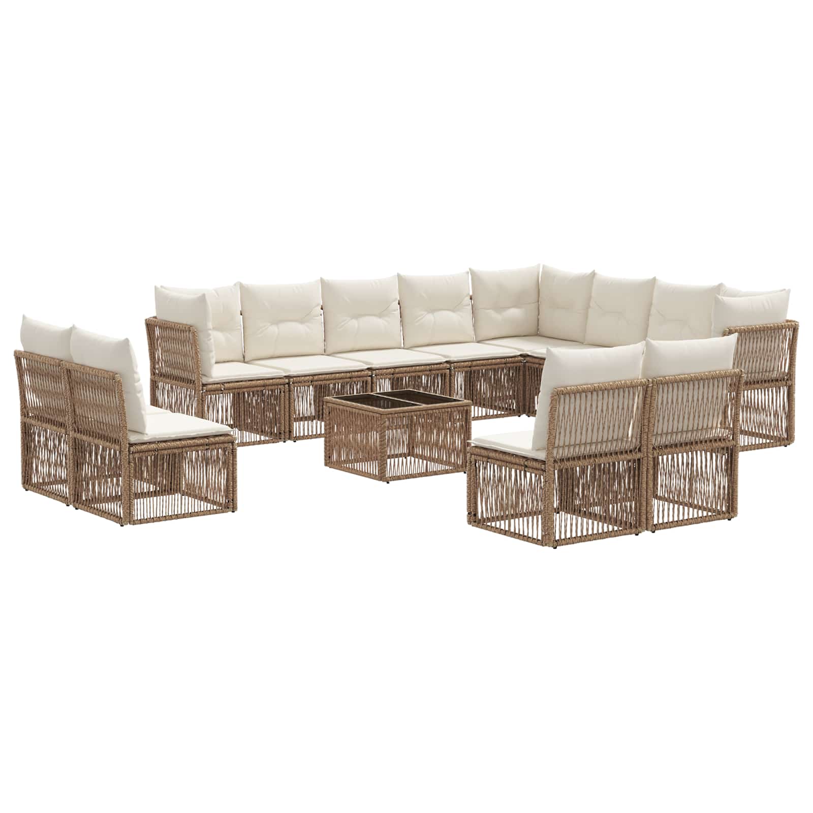 Tuinbankenset 13 pcs Beige poly rattan