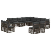 Tuinbankenset poly rattan 13-delig grijs