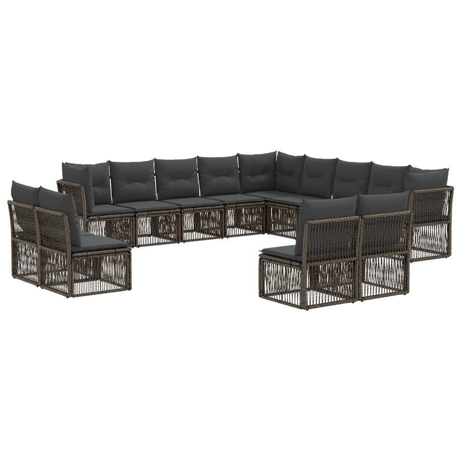 Tuinbankenset 13 pcs Grijs poly rattan