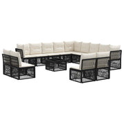 Tuinbankenset poly rattan zwart 14-delig