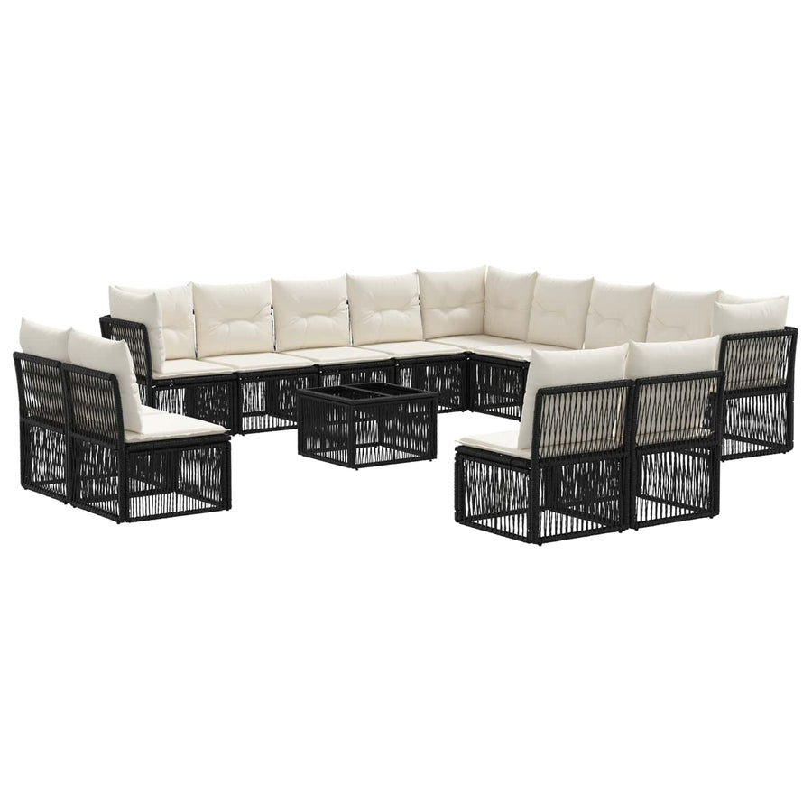 Tuinbankenset 14 pcs Zwart poly rattan