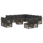 Garden lounge set 14 pcs Grey poly rattan