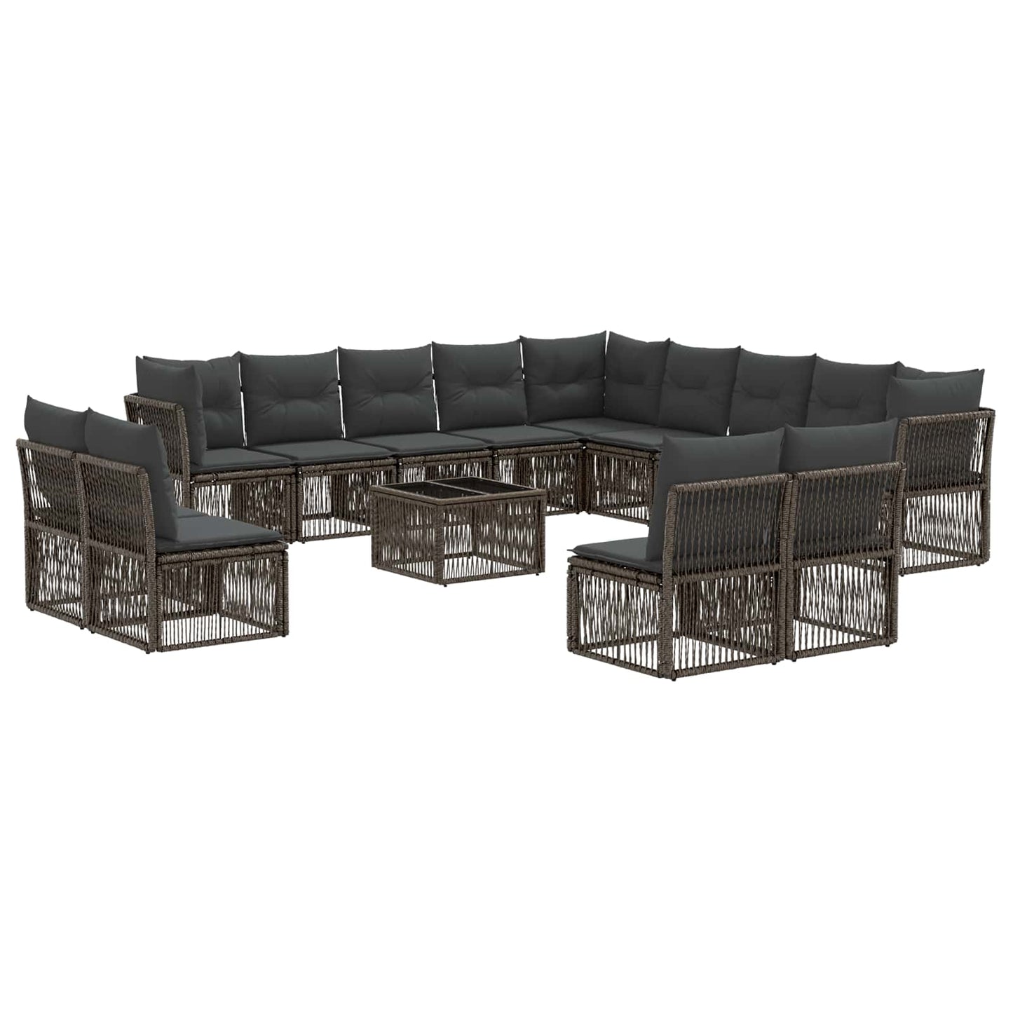 Tuinbankenset 14 pcs Grijs poly rattan
