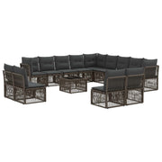 Tuinbankenset poly rattan grijs 13 personen