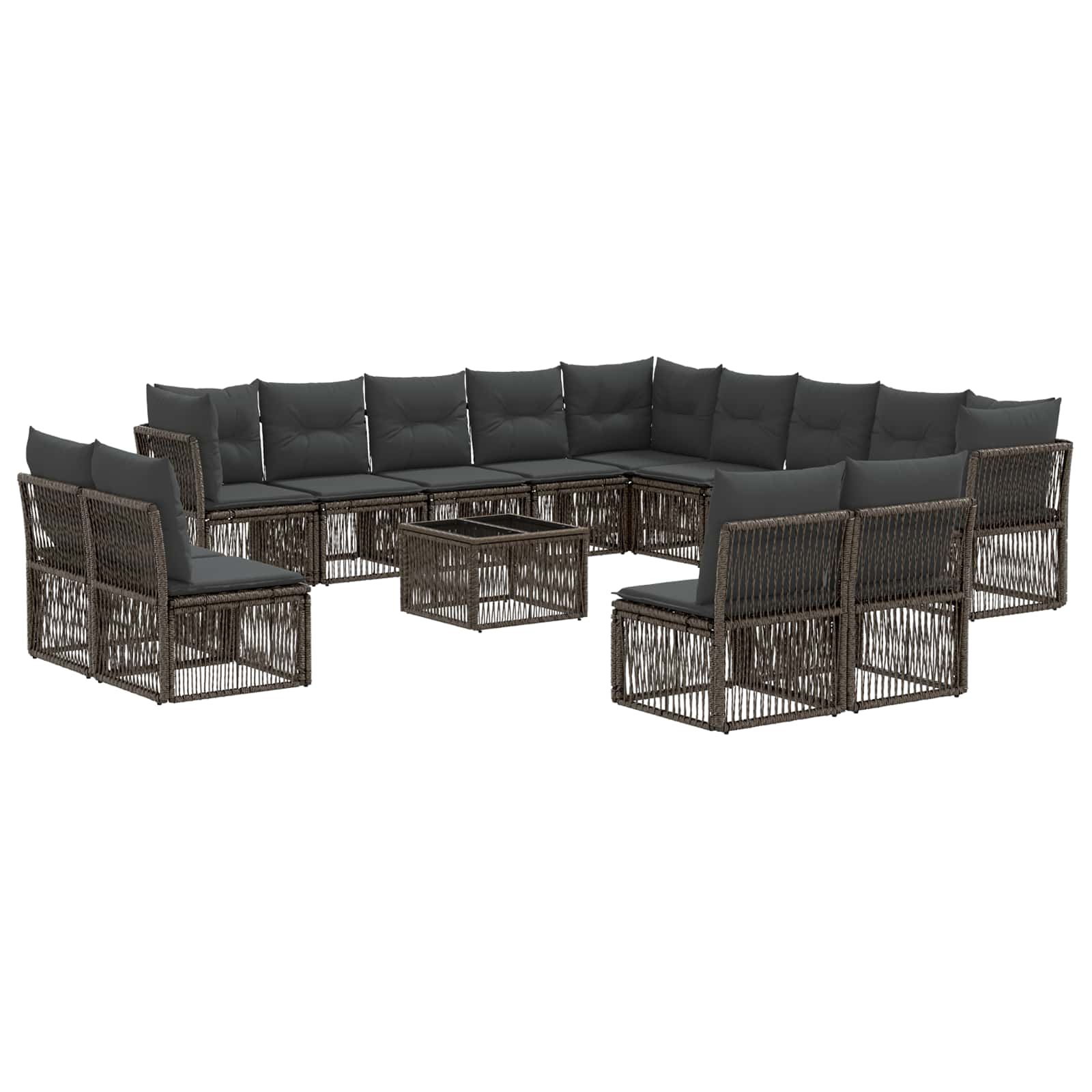 Tuinbankenset 14 pcs Grijs poly rattan
