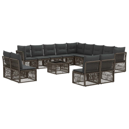 Tuinbankenset 14 pcs Grijs poly rattan