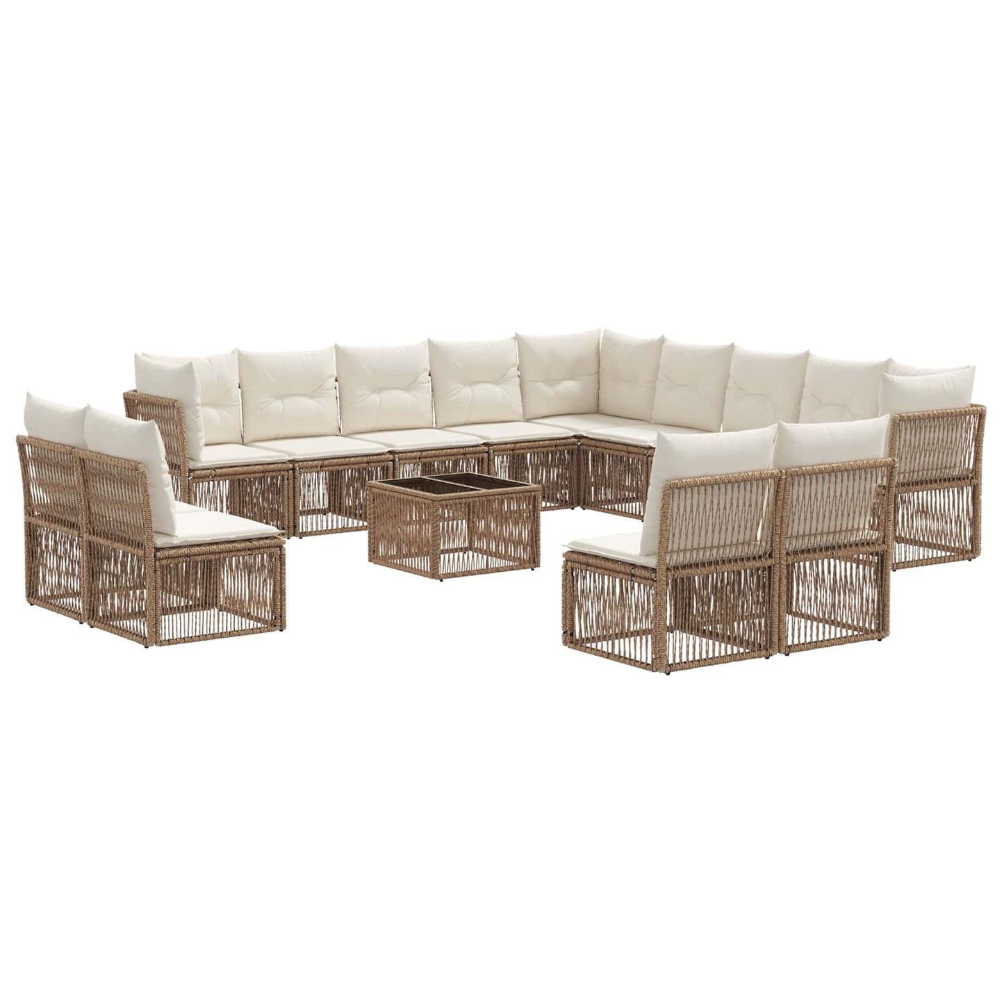 Tuinbankenset 14 pcs Beige poly rattan