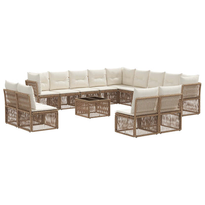 Tuinbankenset 14 pcs Beige poly rattan