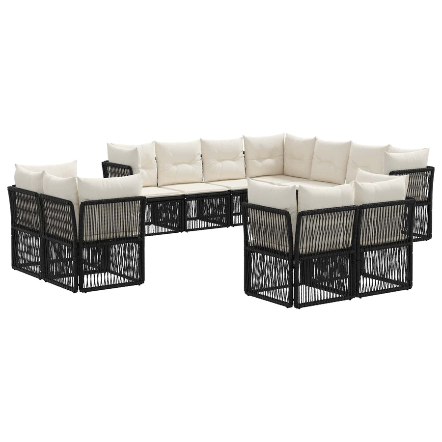 Tuinbankenset 11 pcs Zwart poly rattan