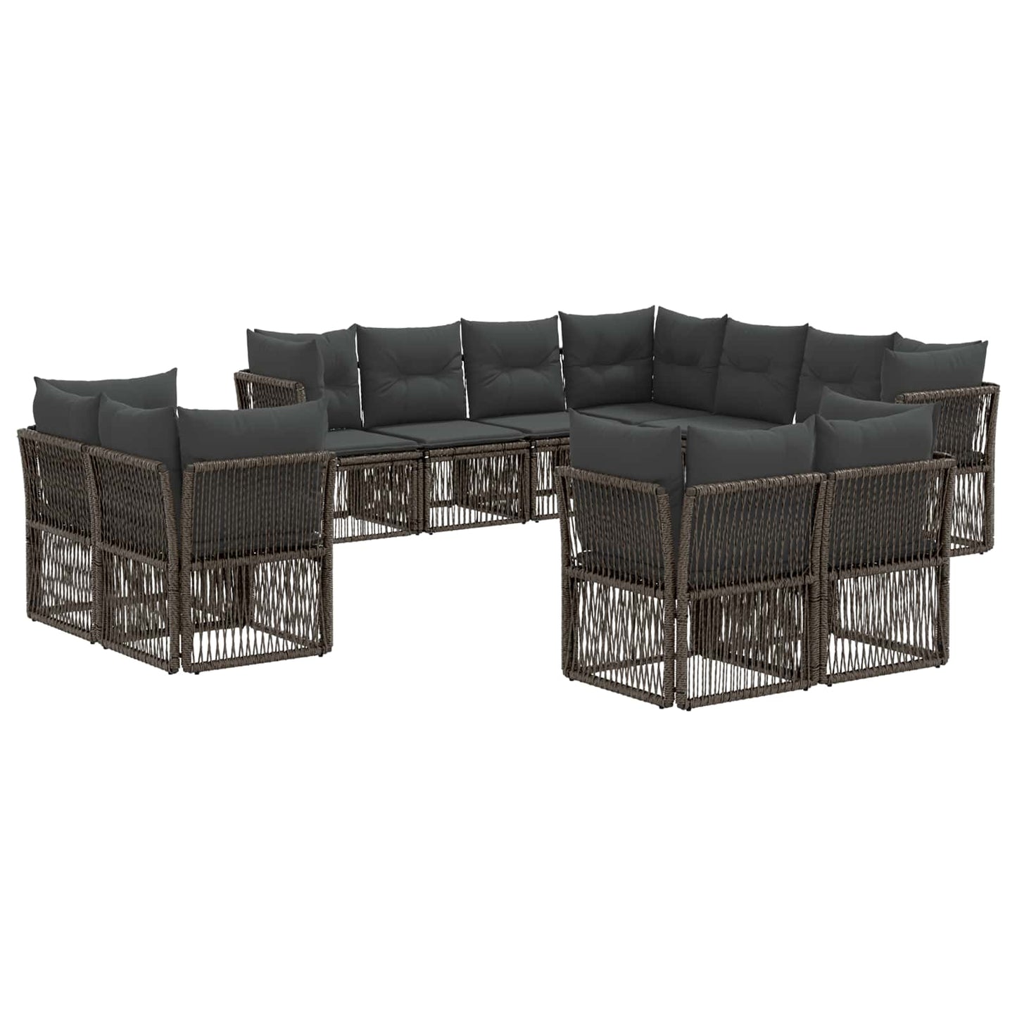 Tuinbankenset 11 pcs Grijs poly rattan