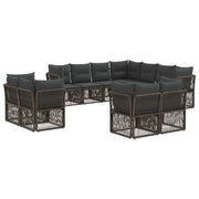 Tuinbankenset poly rattan 11-delig grijs