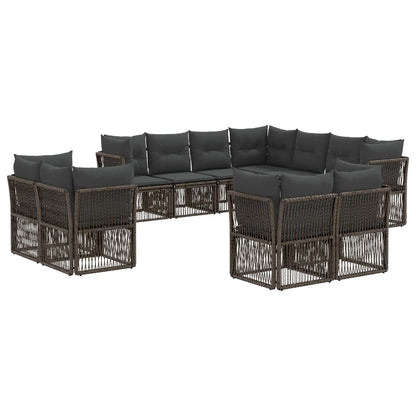 Tuinbankenset 11 pcs Grijs poly rattan