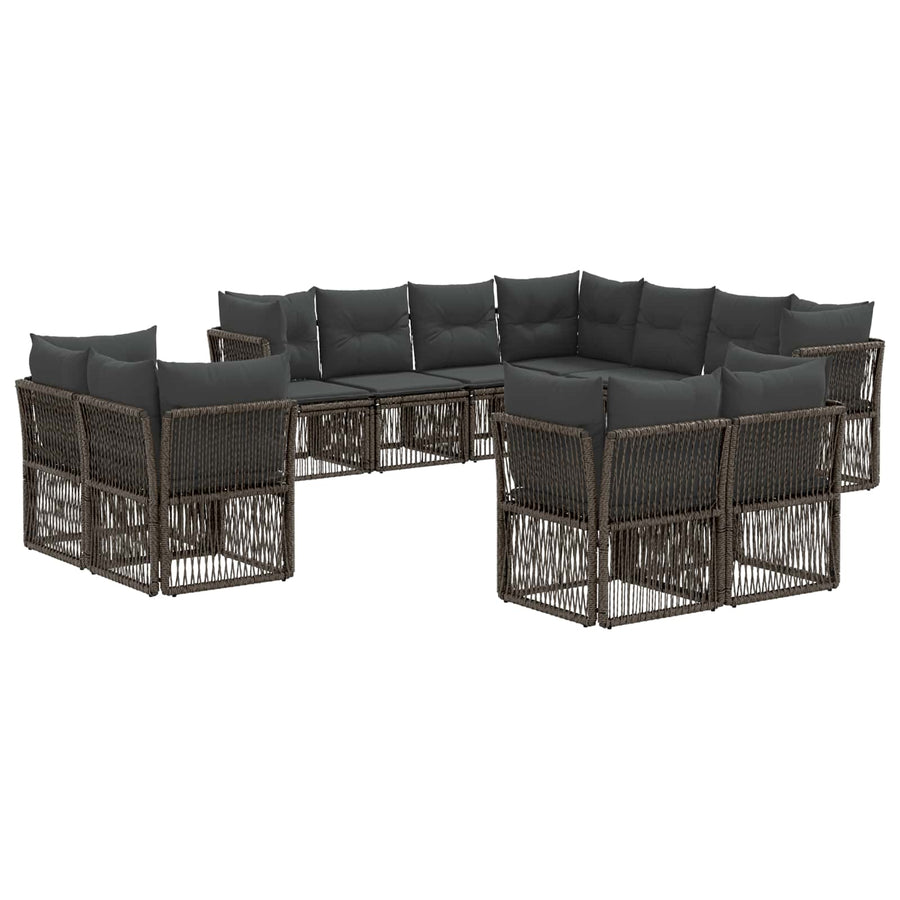 Tuinbankenset 11 pcs Grijs poly rattan