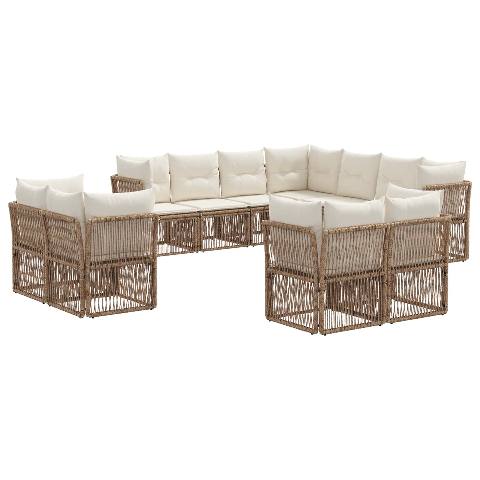 Tuinbankenset 11 pcs Beige poly rattan