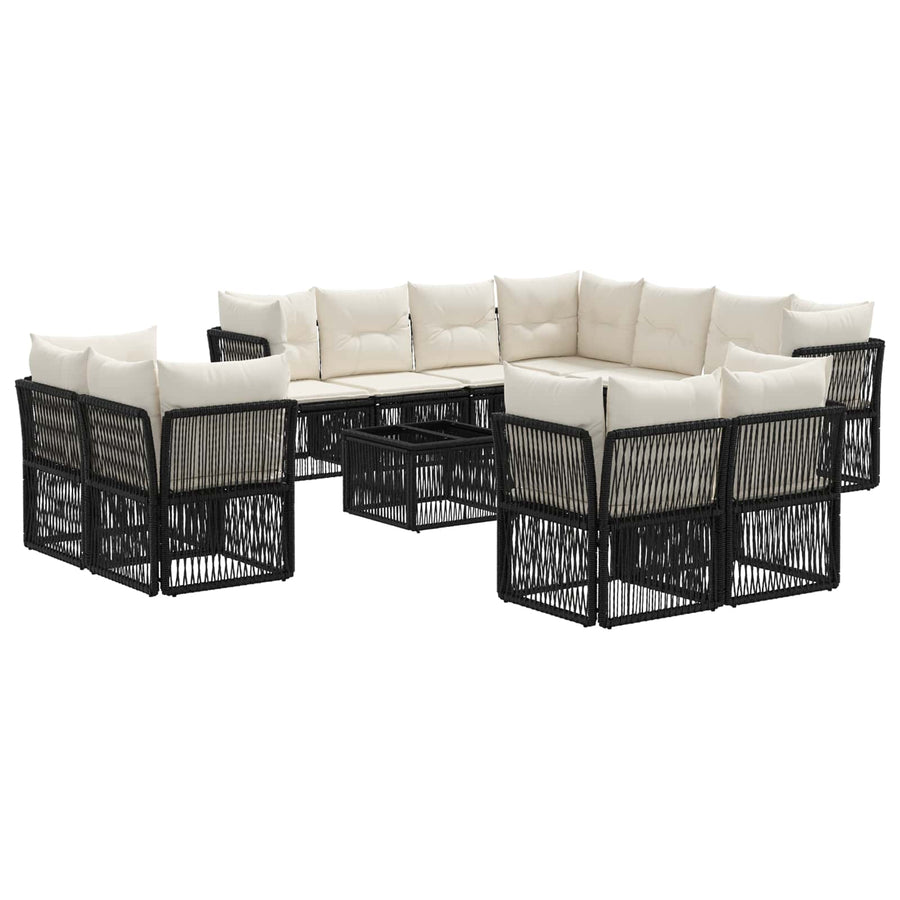 Tuinbankenset 12 pcs Zwart poly rattan