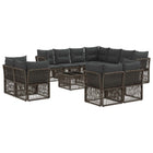 Garden Bench Set 12 pcs Grey poly rattan