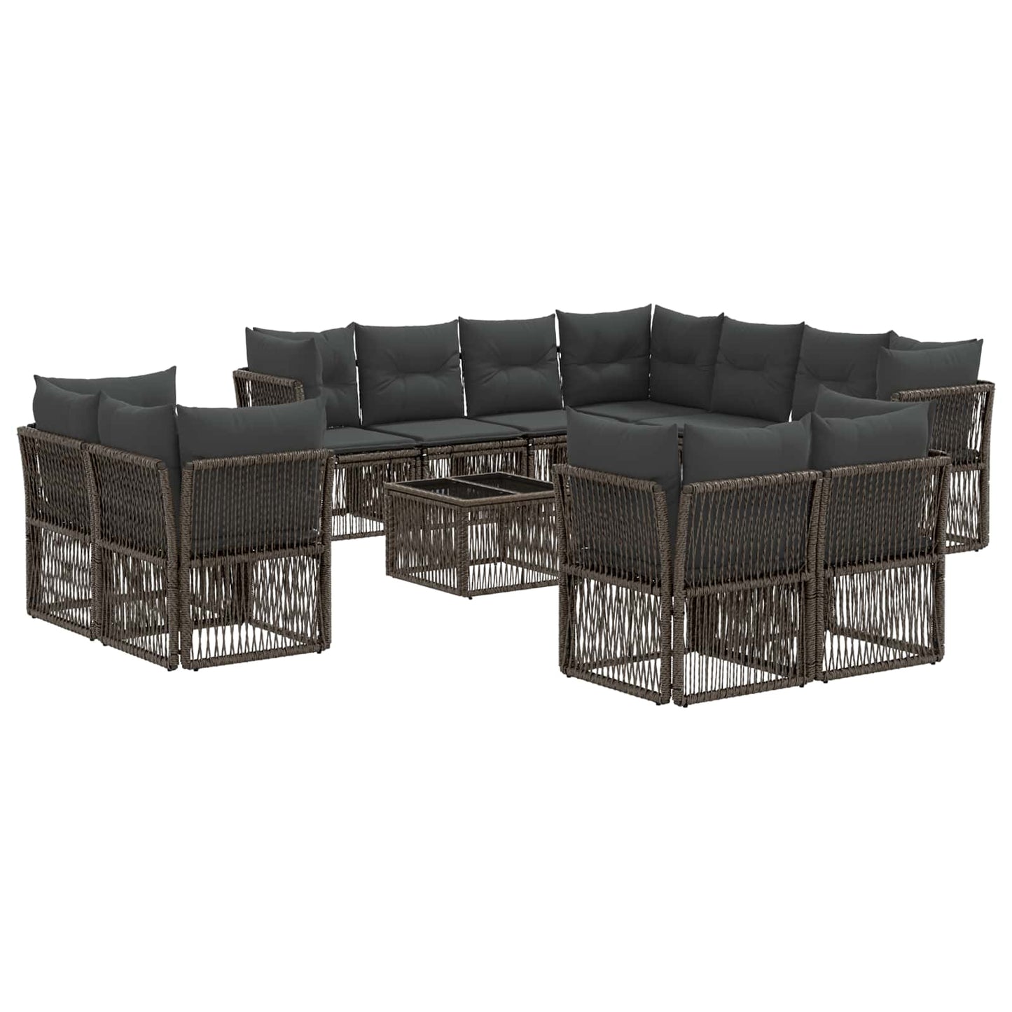 Tuinbankenset 12 pcs Grijs poly rattan