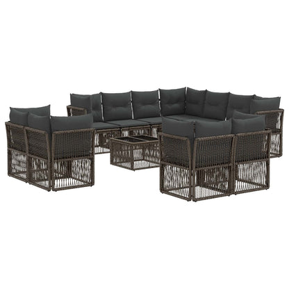 Tuinbankenset 12 pcs Grijs poly rattan