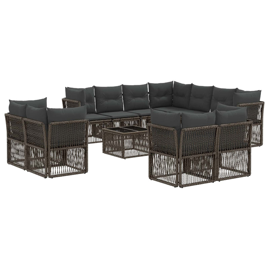 Tuinbankenset 12 pcs Grijs poly rattan