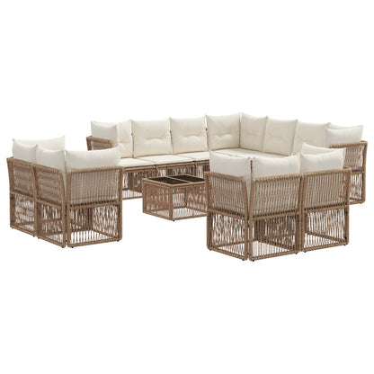 Tuinbankenset 12 pcs Beige poly rattan