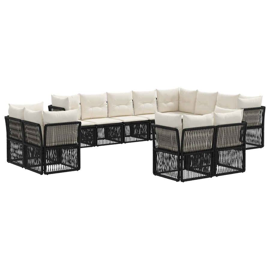 Tuinbankenset 12 pcs Zwart poly rattan