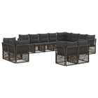 Tuinbankenset 12-delig poly rattan grijs