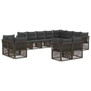 Tuinbankenset 12-delig poly rattan grijs