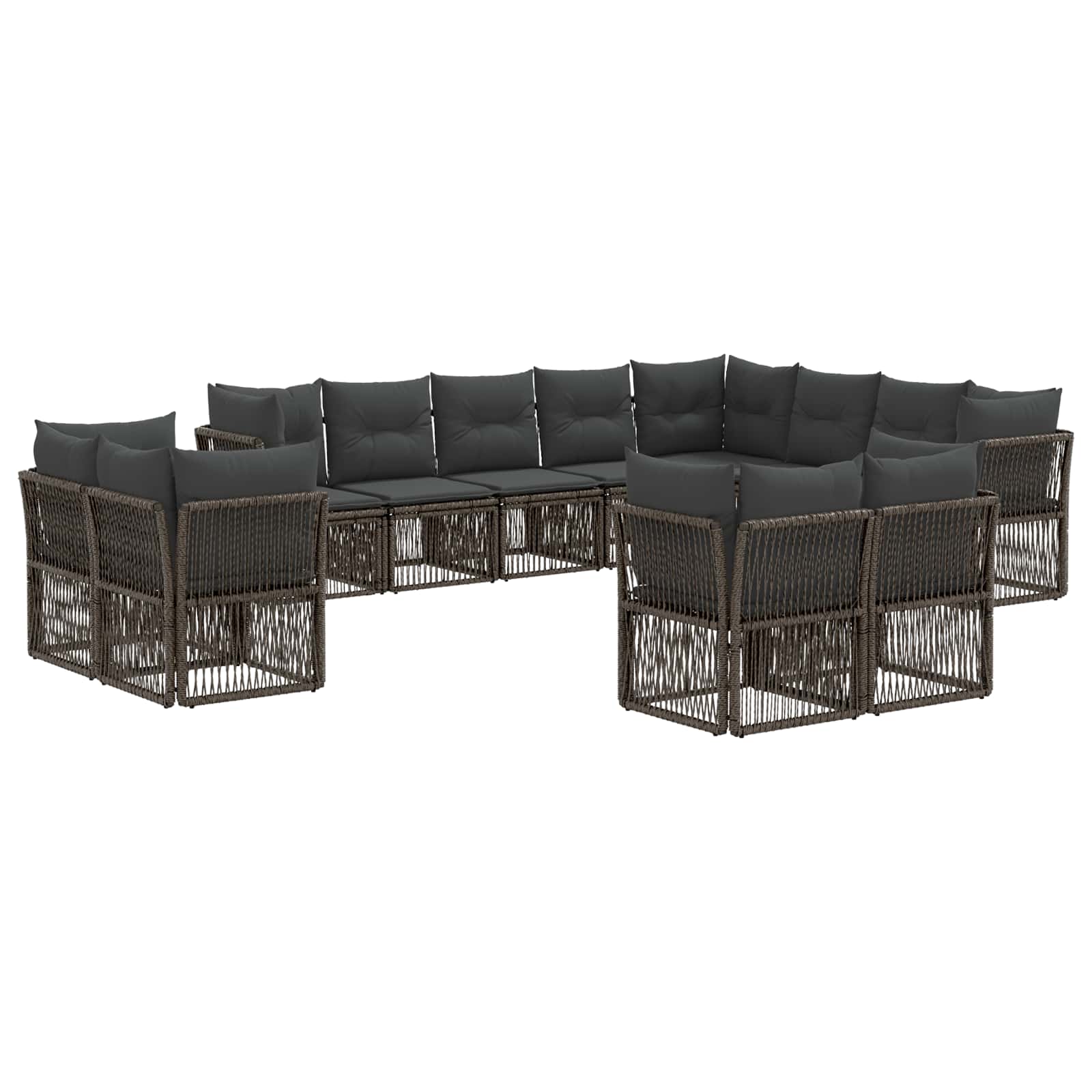 Tuinbankenset 12 pcs Grijs poly rattan