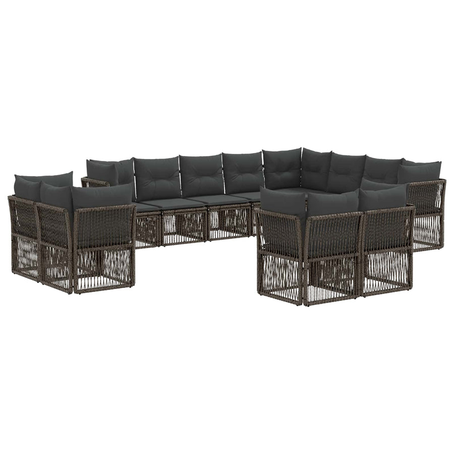 Tuinbankenset 12 pcs Grijs poly rattan