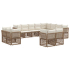 Tuinbankenset 12 persoons poly rattan beige