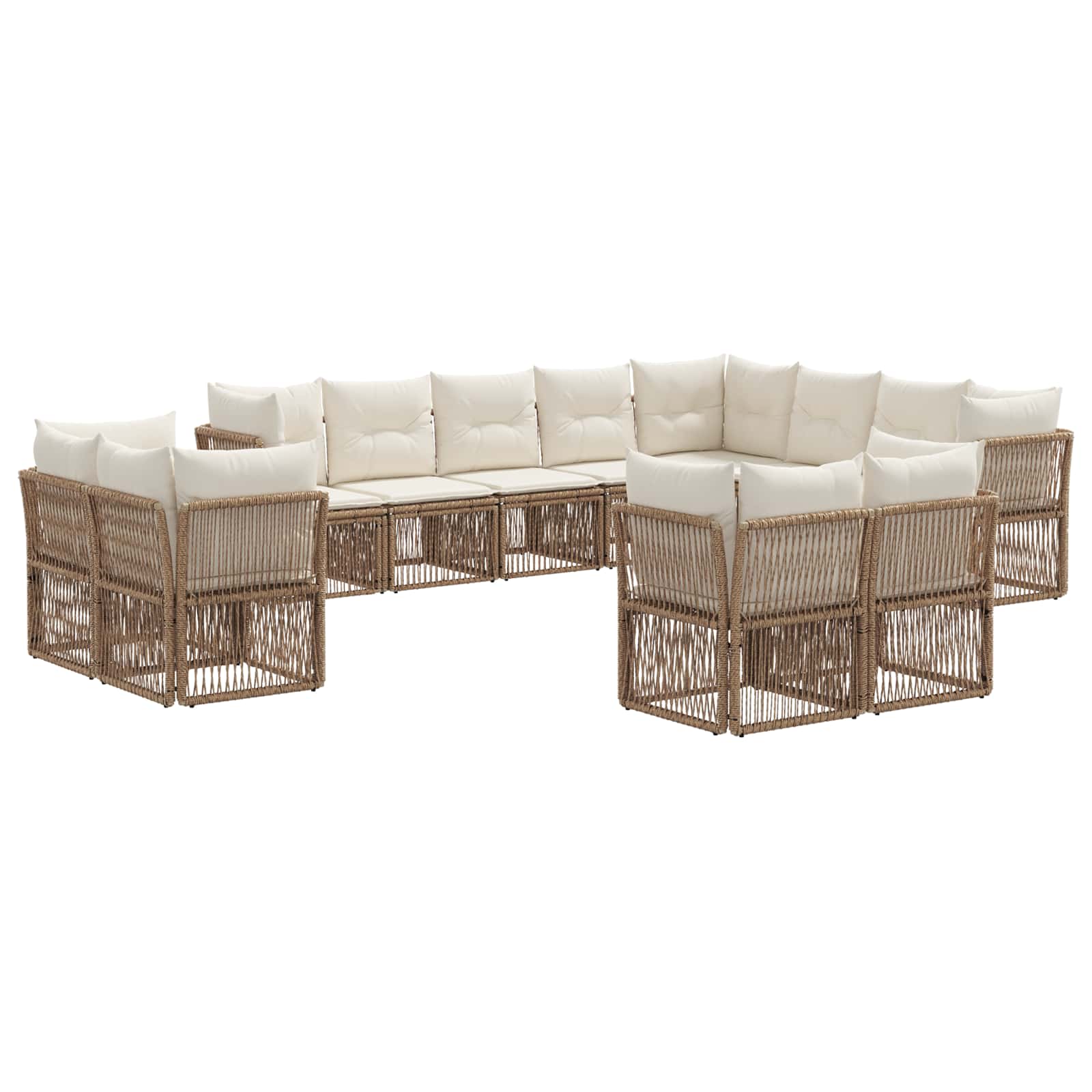 Tuinbankenset 12 pcs Beige poly rattan