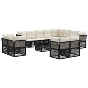 Tuinbankenset poly rattan zwart 13-delig