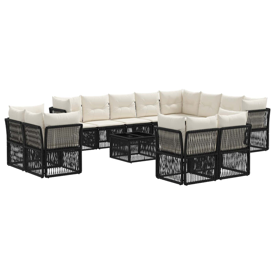 Tuinbankenset 13 pcs Zwart poly rattan