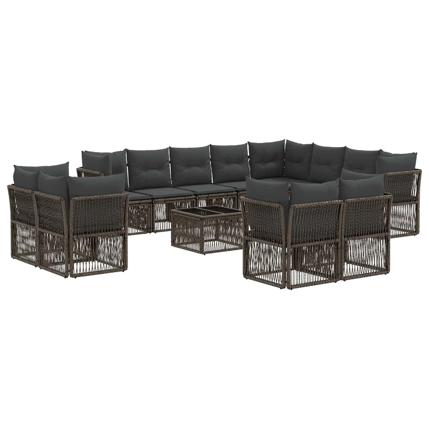 Tuinbankenset 13 pcs Grijs poly rattan