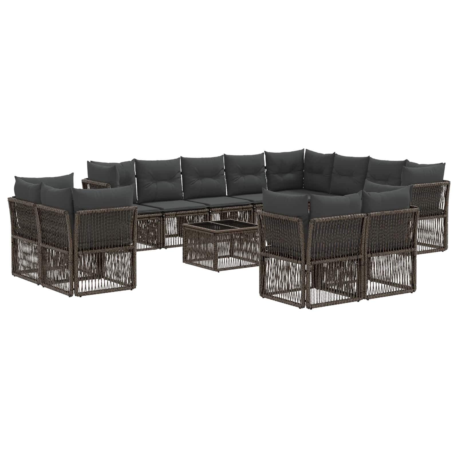 Tuinbankenset 13 pcs Grijs poly rattan