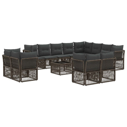 Tuinbankenset 13 pcs Grijs poly rattan