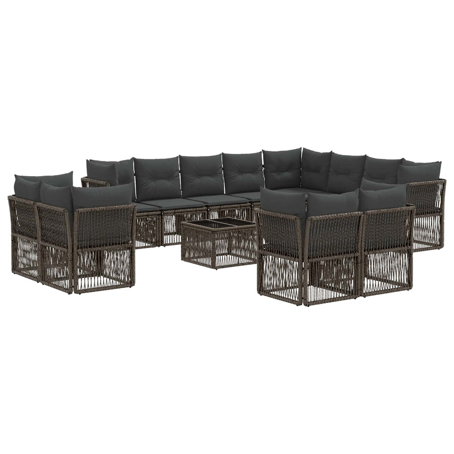 Tuinbankenset 13 pcs Grijs poly rattan