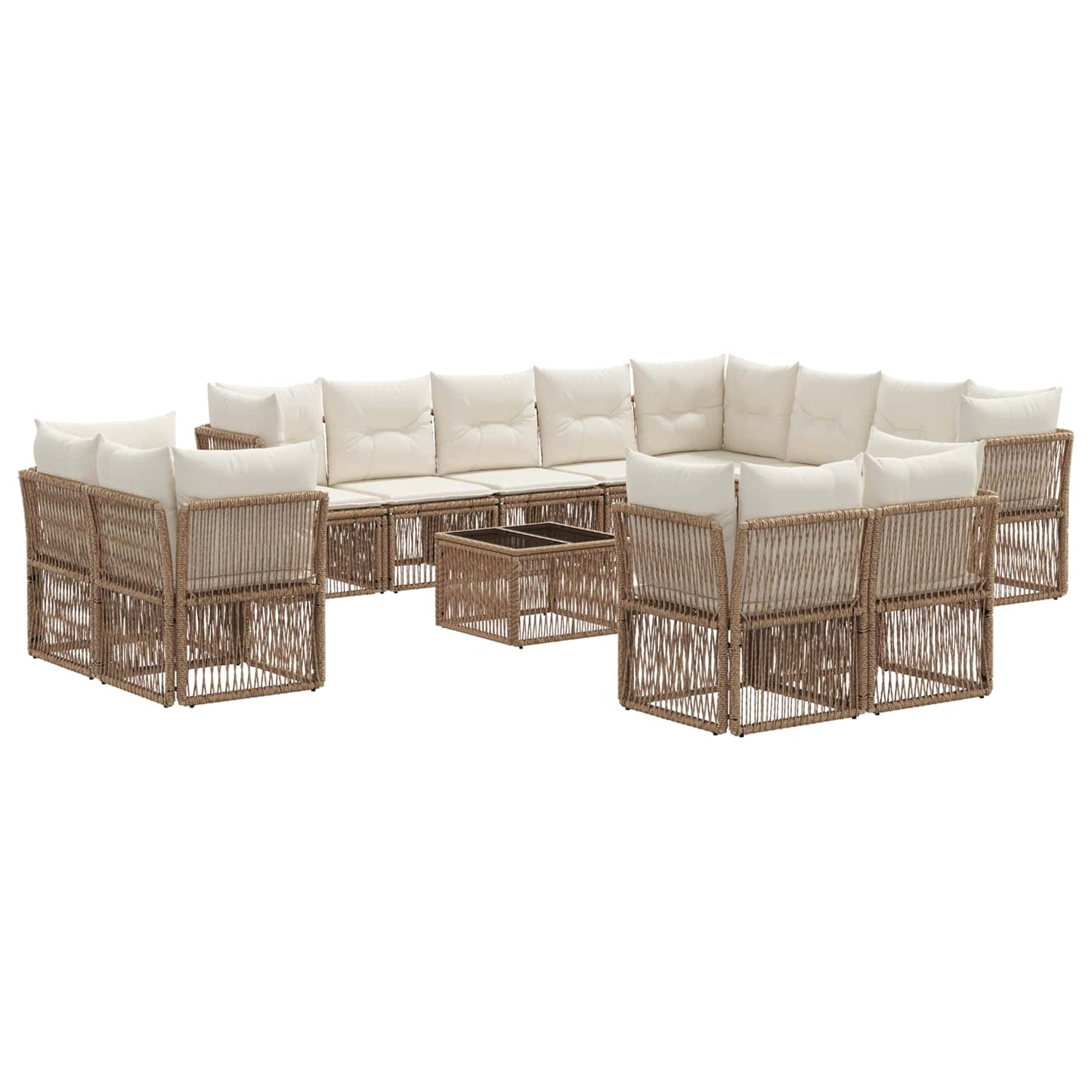 Tuinbankenset 13 pcs Beige poly rattan