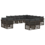Tuinbankenset poly rattan grijs
