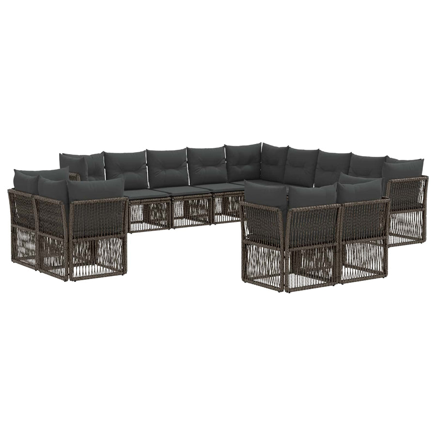 Tuinbankenset 13 pcs Grijs poly rattan