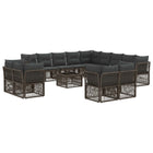 Garden lounge set 14 pcs Grey poly rattan