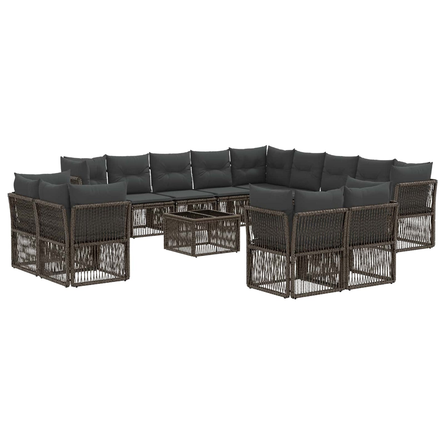 Tuinbankenset 14 pcs Grijs poly rattan