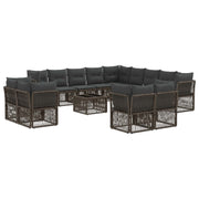 Tuinbankenset poly rattan grijs 13 zitplaatsen