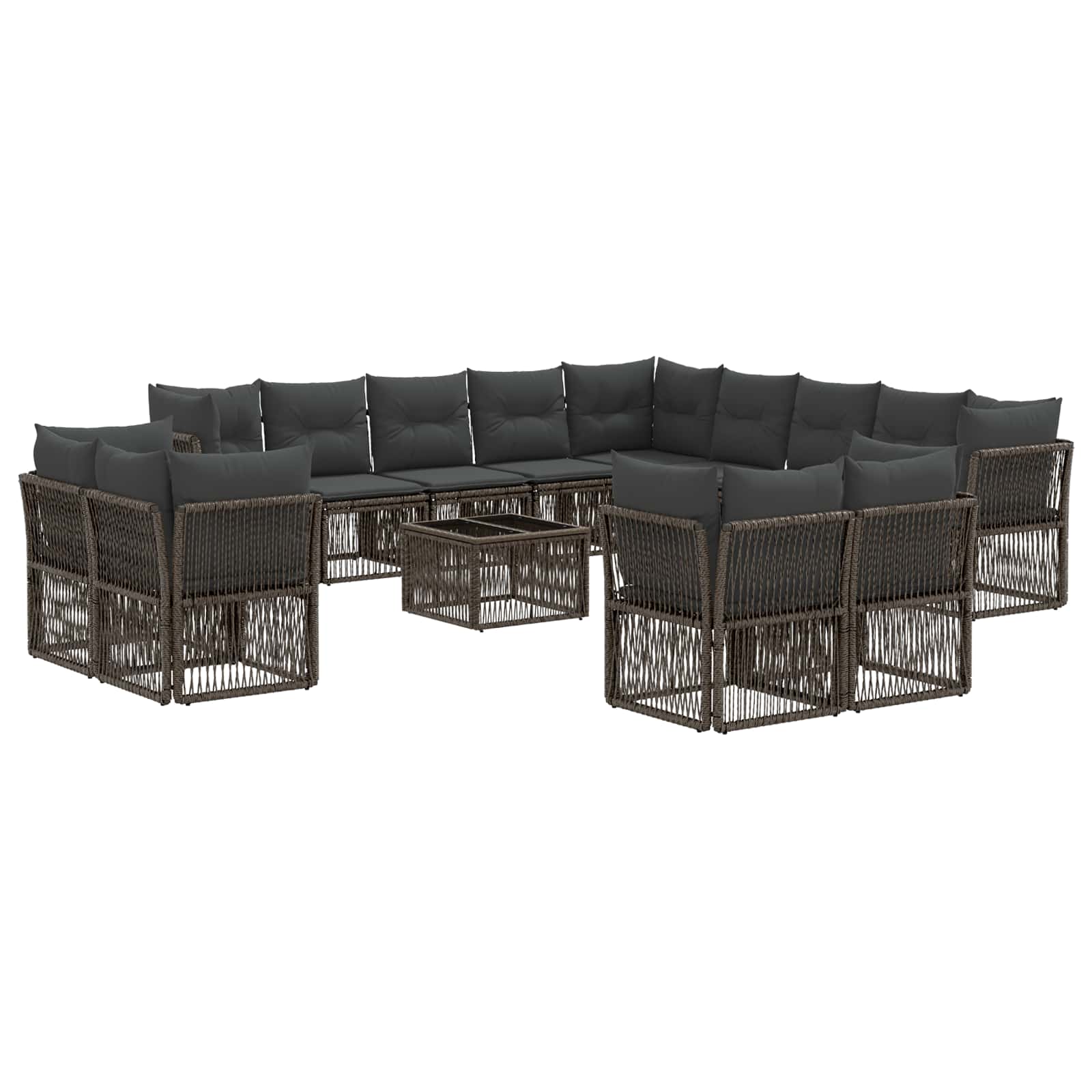 Tuinbankenset 14 pcs Grijs poly rattan