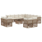 Garden Lounge Set 14 pcs Beige poly rattan