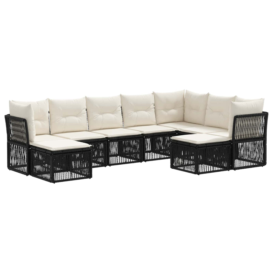Tuinbankenset 9 pcs Zwart poly rattan